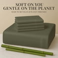 thumbnail image 3 of Sacred Thread Rayon Derived from Bamboo Sheets Twin Size, 18'' Deep Pocket Cooling Sheets for Hot Sleepers, 4 PC Cooling Sheets (Twin Size) (Olive), 3 of 9