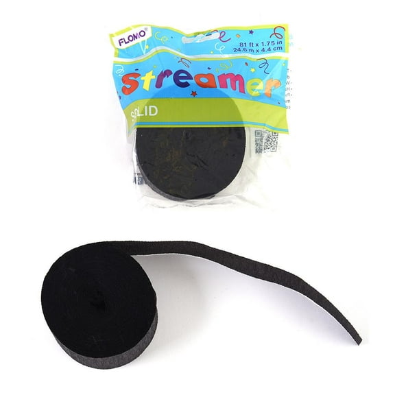 81' x 1.75" Black Paper Party Streamer