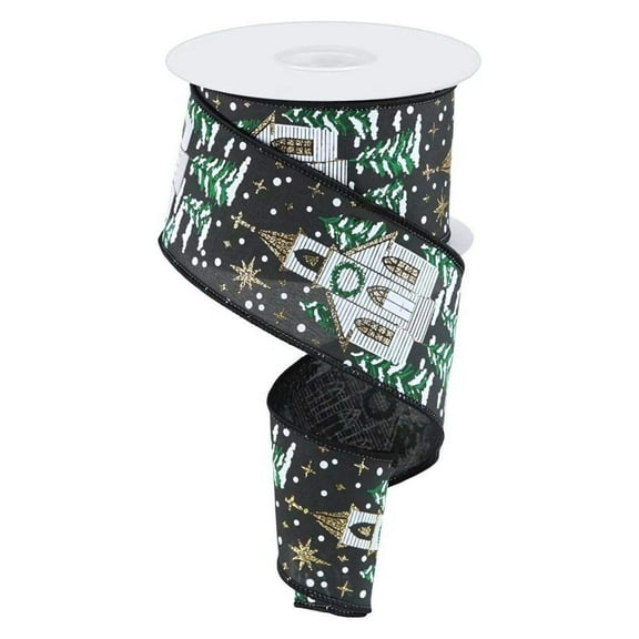 2.5" Winter Church Ribbon: Black (10 Yards)