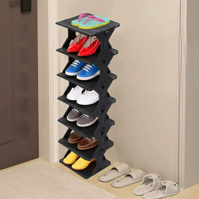 PRETXORVE News Thickened and Widened Corner Simples Shoe Rack Small Size to Install Removable Washable Storage Shoe Cabinet