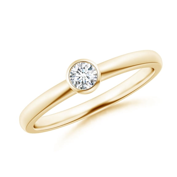 Angara Lab-Grown Bezel-Set Solitaire Round Diamond Stackable Ring in 14K Yellow Gold for Women (Size-3.5mm | 0.16 ct) | April Birthstone Jewelry for Her | Lab-Grown Diamond Engagement Rings