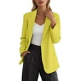 thumbnail image 1 of AWZXDE Blazer Décontracté à Manches Longues pour Femmes Sans Boutons Sans Poches Coupe Ajustée Veste de Bureau à la Mode pour Style Quotidien Intelligent Jaune,P, 1 of 5