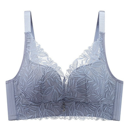 SBYOJLPB Women s Sexy Bra Ladies Comfortable Breathable No Steel Sexy Lace Gathering Adjustment Lift Bra Woman Underwear Blue 12(XXL)