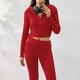 thumbnail image 4 of Blusas + Pantalones Largos Y2K Knit Crop Tops + Pantalones largos 2pcs Mujer Cremallera Sport Fitness Outfit (Rojo M) Cgtredaw Para estrenar, 4 of 6