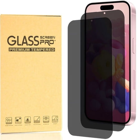 Hotpom Privacy Screen Protector for iPhone 17, Dust-Resistant, Easy Installation Anti-Spy Tempered Glass Film 2 Pack