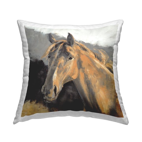 Stupell Industries Southwestern Country Horse Brown Rural Portrait Design by Liz Jardine Throw Pillow