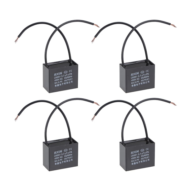 2 Wire Cbb61 Ceiling Fan Capacitor 2 7uf 450v Ac Metallized Polypropylene Film Capacitors 4pcs Walmart Com Walmart Com