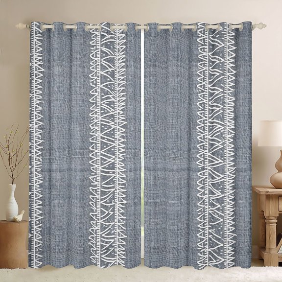 Feelyou Simple Stripes Curtains Pack of 2 (42x84 Each), Grey Blue Curtains Blackout