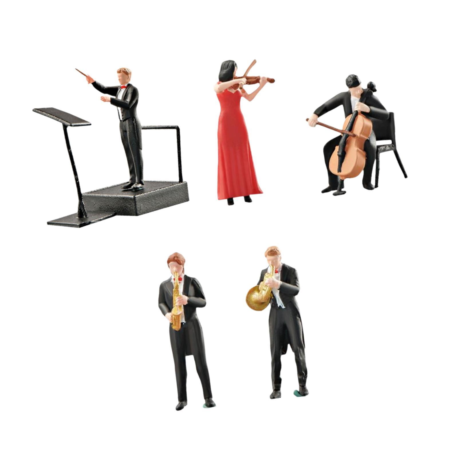 Dualoai 5 Pieces Musicians Music People /64 Scale Sand Table Decoration Ornament