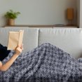 thumbnail image 3 of Navy Blue Soft Flannel Fleece Throw Blanket, Japanese Inspired Curves Lace Arrangement Antique Floral Composition, Cozy Plush for Indoor and Outdoor Use, 50" x 70", Navy Blue White, by Ambesonne, 3 of 5