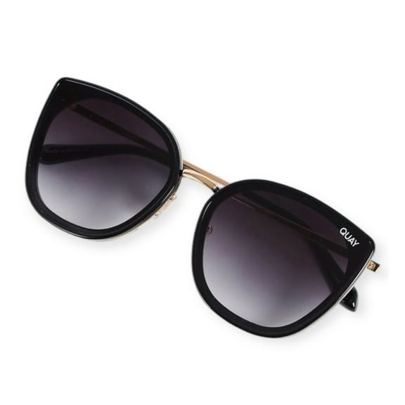 Quay Australia Flat Out Sunglasses Black Oversized Cat Eye
