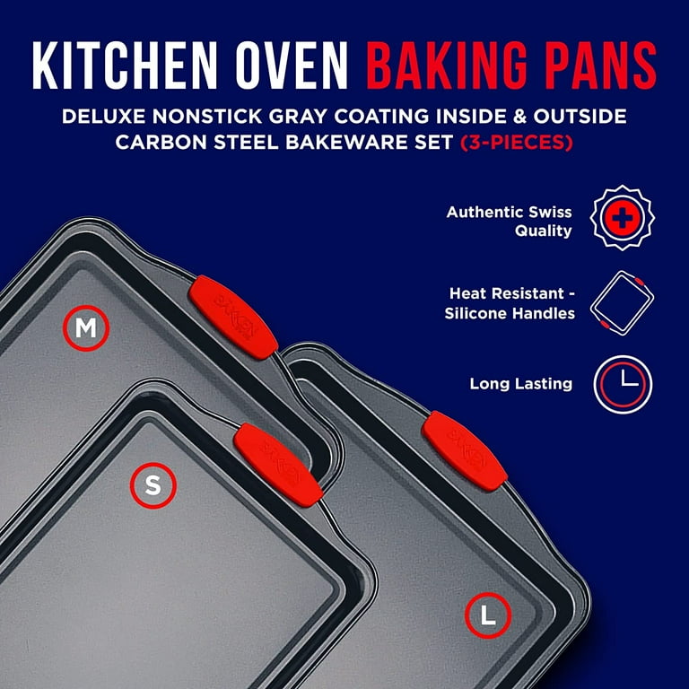 2-Piece Steel Large and Medium Nonstick Oven Baking Sheet Set 2-Piece Steel Large and Medium Nonstick Oven Baking Sheet Set