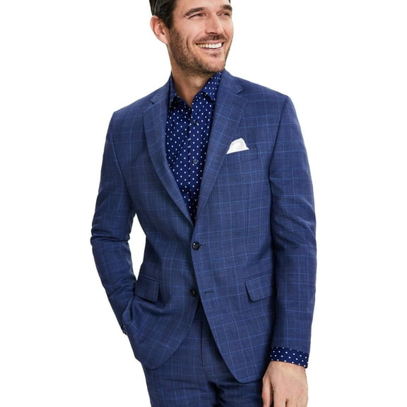 Michael Kors Mens Stretch Classic Fit Two Button Blazer Jacket, Blue, 50 Regular