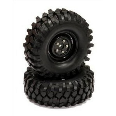 Integy Rover Style 1.9 Wheels Black with All Terrain Tires (2), INTC23731BLK