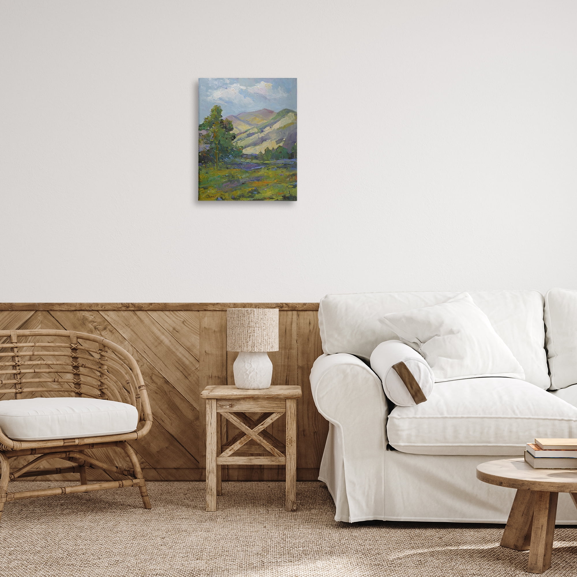 Stupell Industries Spring Day Mountain Landscape & Nature Painting Wrapped Canvas Art Print Wall Art, 16 x 20