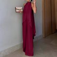 thumbnail image 5 of Women's 2 Piece Sets Asymmetric Sleeveless Crew Neck Tops and Wide Leg Palazzo Pants Beach Vacation Outfits, L, 5 of 6