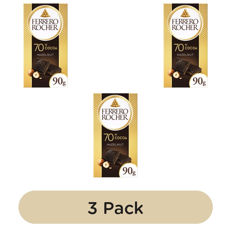 Ferrero Rocher 70% Dark Chocolate Bar 90g, British Import (Pack of 3)