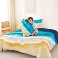 thumbnail image 4 of jejeloiu Watercolor Ocean Waves Full Size Comforter Sets,Sand Beach Print Bedding Comforter Set For Boys,Blue Beige,Navy Blue Reversible,3-Piece,1 Comforter and 2 Pillowcases, 4 of 7