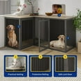 thumbnail image 6 of Linor Dog Crate Furniture for 2 Dogs, 80.7" Large Dog Kennel Furniture with Dividers and Double Doors, Steel Frame Double Dog Crate, 80.7" x 23.6" x 31.5" (Black), 6 of 7