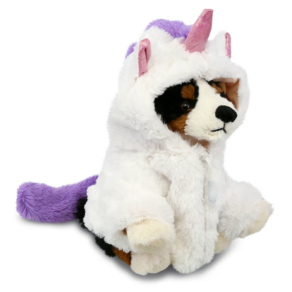 DolliBu Bernese Dog Unicorn Plush Stuffed Animal Toy - Super Soft Dogcorn Dress Up with Removable Unicorn Plush Outfit, Cute Fantasy Gift - 8 Inches