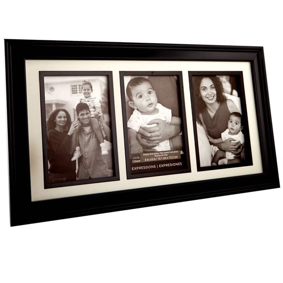 Studio Decor 3-Opening Black 4" x 6" Collage Frame, Expressions, 6 Pack