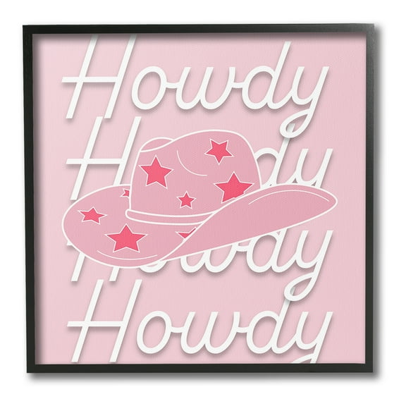 Stupell Industries Soft Pink Howdy Pattern Beauty & Fashion Painting Black Framed Art Print Wall Art, 12 x 12