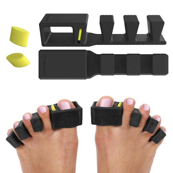 Separadores de dedos ajustables APEX - Más de un 50% más gruesos y más duraderos - Recomendado por el médico - Se estira para adaptarse - Paquete de 4 ajustables (1 par talla S/M y 1 par talla grande)