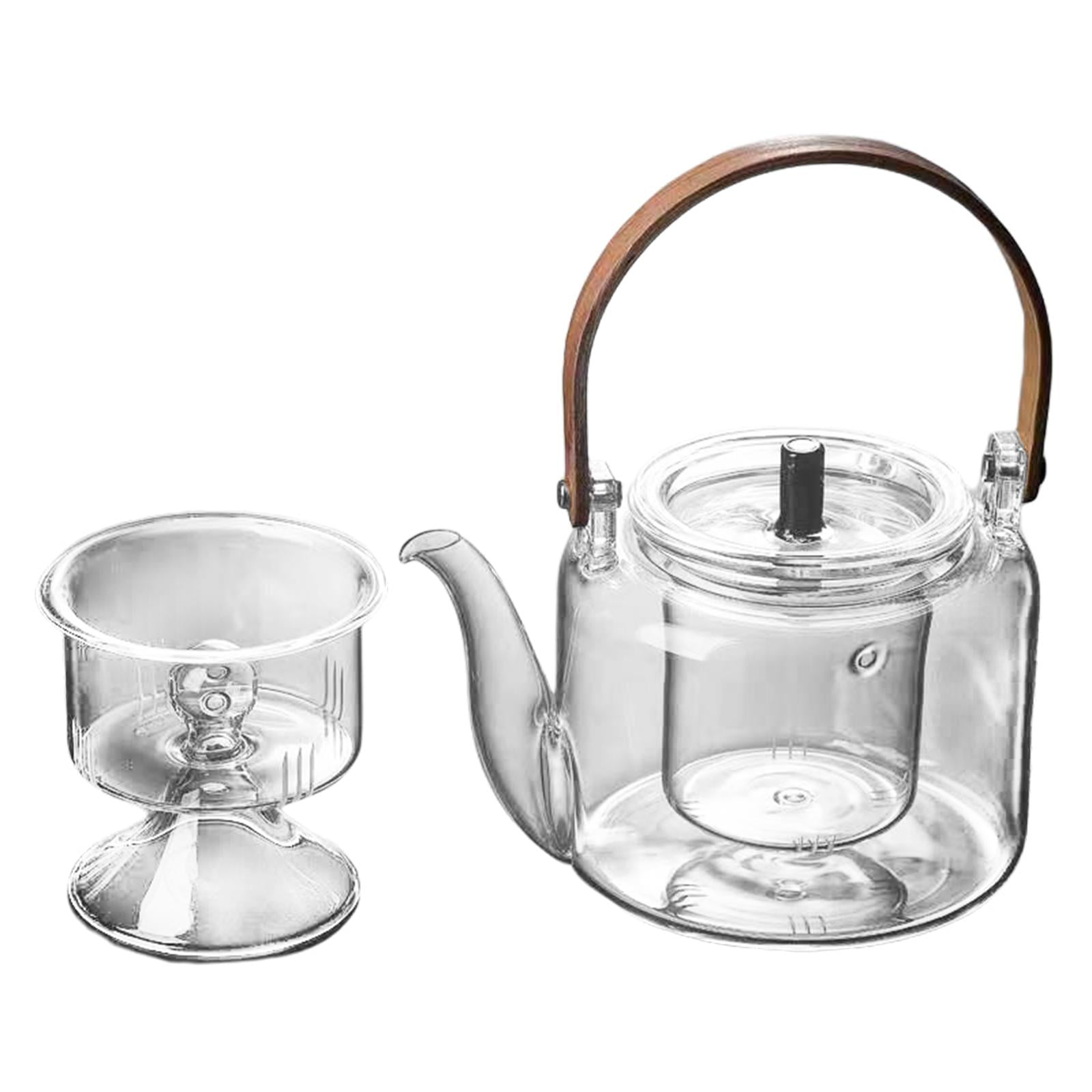 1000ml Glass Teapot Tea Pot Coffee Kettle With Bamboo Handle Japanese Style 