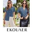 thumbnail image 5 of Ekouaer Womens Cotton Pajamas Set Classic Short Sleeve Pjs Set Soft Button Down Sleepwear Loungewear, 5 of 6