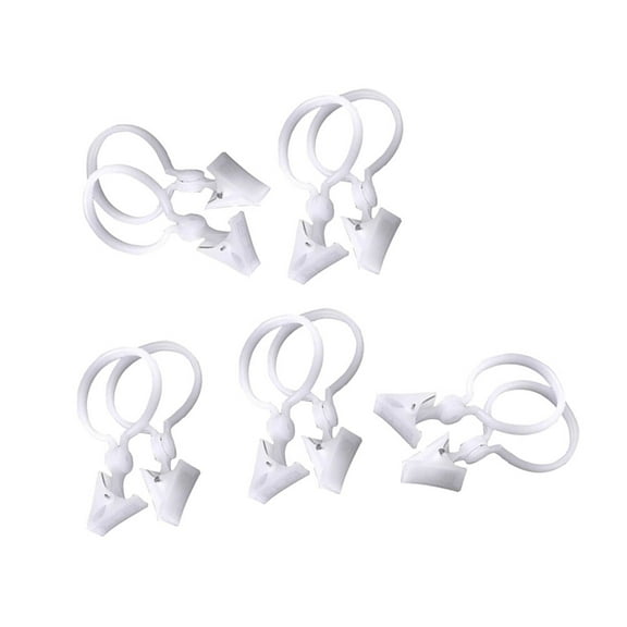 NICEXMAS 10Pcs White Curtain Pothook Clips Stable Curtain Clasp for Bathroom and Living Room