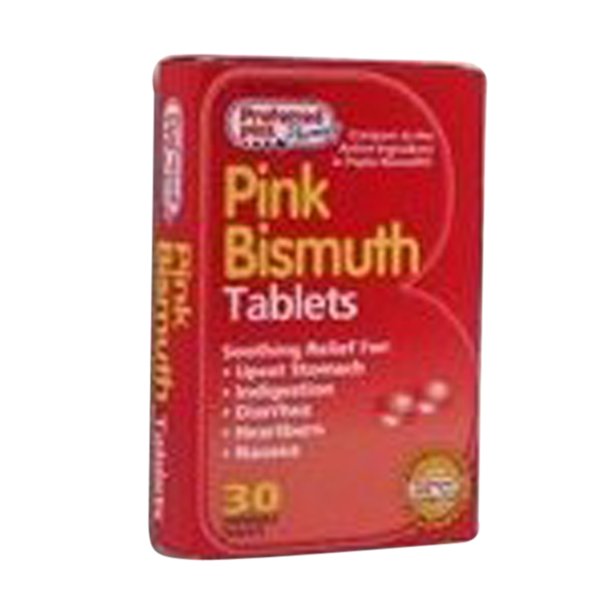 Pink Bismuth Tablets By Kpp 30 Ea, Generic Pepto Bismol, 6 Pack
