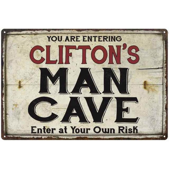 CLIFTON'S Man Cave Sign Rustic 8 x 12 High Gloss Metal 208120035282