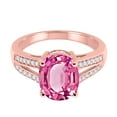 thumbnail image 5 of Mauli Jewels Rings for Women 2.52 Carat Oval Pink Topaz and Diamond Ring 4-Prong 10K Rose Gold, 5 of 6