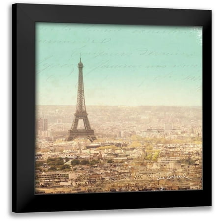Schlabach, Sue 12x12 Black Modern Framed Museum Art Print Titled - Eiffel Landscape Letter Blue II
