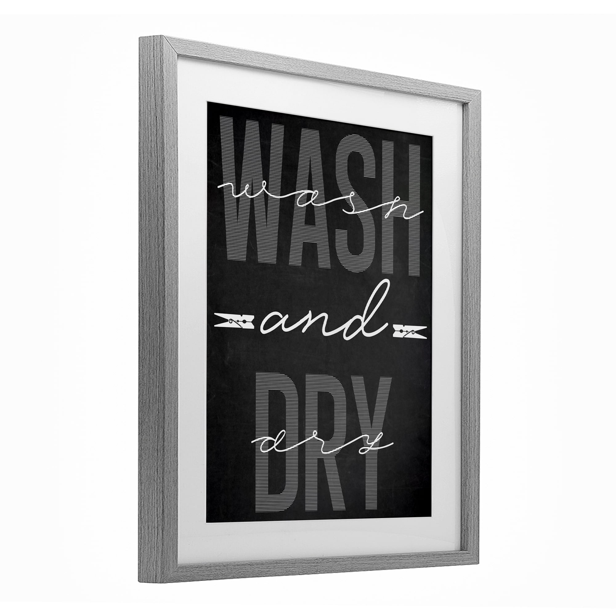 Wash And Dry Black Minimal Gray Framed Print Under Glass, design by Marcus Prime