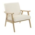 thumbnail image 1 of Chaise Weldon en Tissu Crème Lin avec Cadre Fini Brossé, 1 of 5