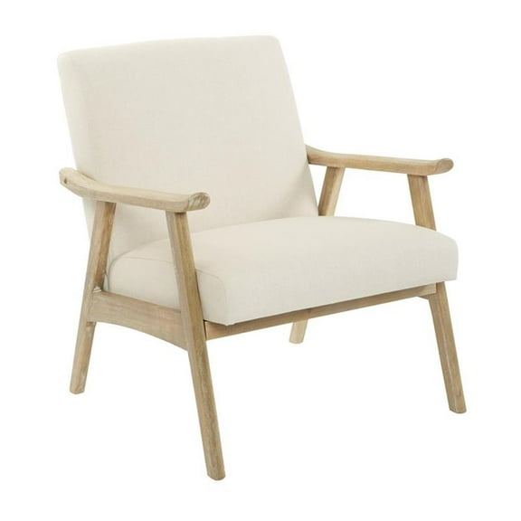 Maklaine Chair in Linen Cream Fabric with Brushed Finished Frame