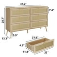 thumbnail image 6 of Rattan 6 Drawers Dresser for Bedroom, Modern Wide Chest of Drawers with wood Handles,Rattan Dresser Storage Cabinet for Living Room,Bedroom, 6 of 7