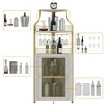 thumbnail image 3 of Aoile Corner Bar Cabinet, 5-Tiers Liquor Cabinet Bar with Adjustable Shelf & Glass Holder for Home, Gold, 3 of 7