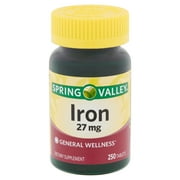 Spring Valley Iron Tablets, 27 mg, 250 Count