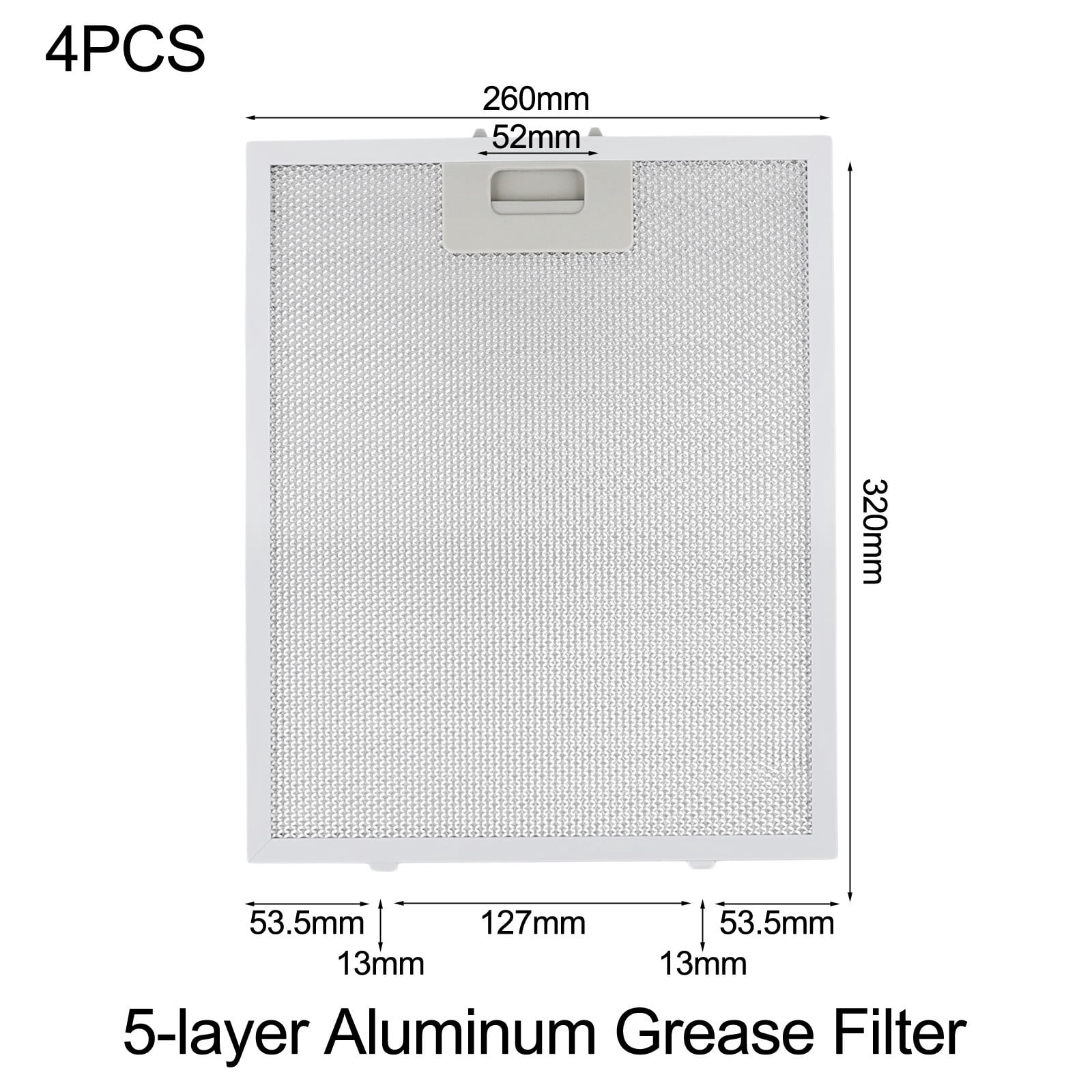 4PCS Silver Aluminum Range Hood Grease Filter 320x260x9 mm Exhaust Fan Filter