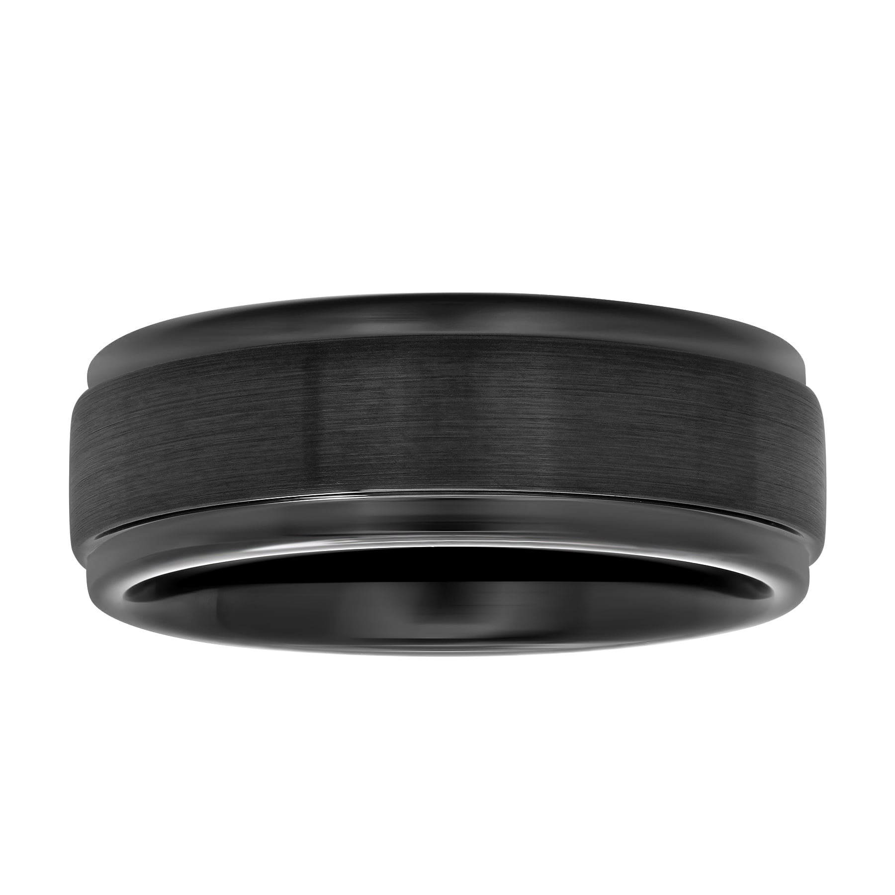 FB Jewels Tungsten Black Cubic Zirconia CZ Step Edges Mens Comfort-fit 6mm Wedding Anniversary Band Ring