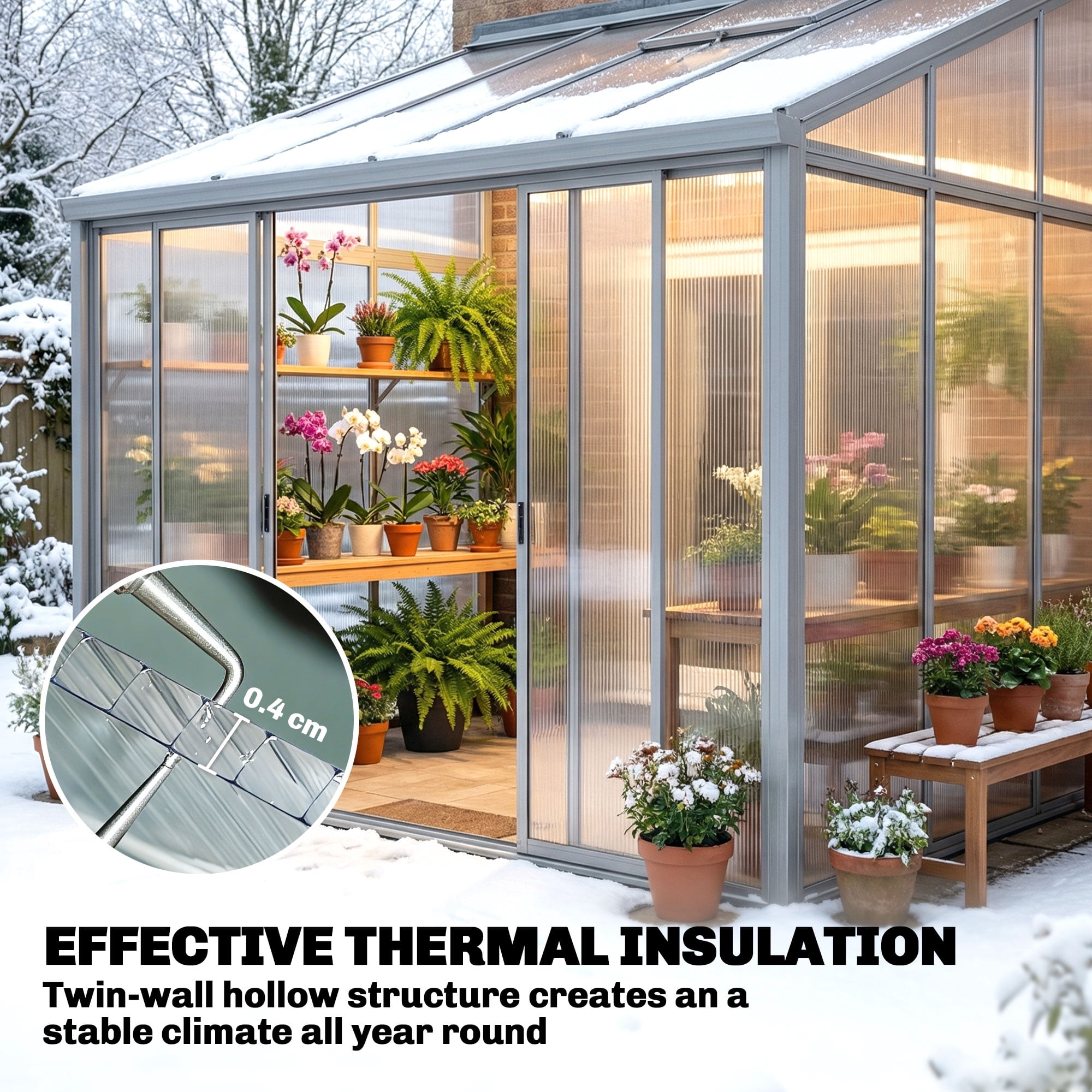 Outsunny Polycarbonate Greenhouse Panels UV Protected Twin-Wall Polycarbonate Sheet 10 Pack Clear