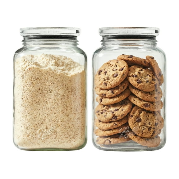 (2 pack) Ball Gallon Glass Jar with Glass Lid, 15.6 Cup Stackable Pantry Storage Container, Airtight Kitchen Canister for Flour, Sugar, Coffee, and Bulk Pantry Organization