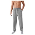 thumbnail image 3 of Men's Relaxed Fit Drawstring Pants with Patch Pockets and Elastic Waistband for Casual Wear - XX Large, Gray, 3 of 5