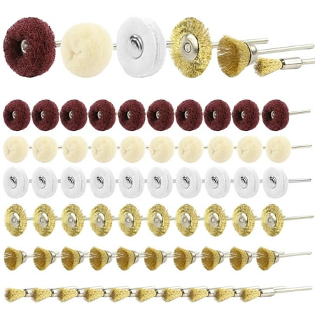 

NIUPIKA Abrasive Wheel Buffing Polishing Wheels for Drill Wire Brushes Wheel for Cleaning Brass Steel Bristles Wool Buff Polish Bits Set Rotary Tool Accessories Fit 3mm Collet