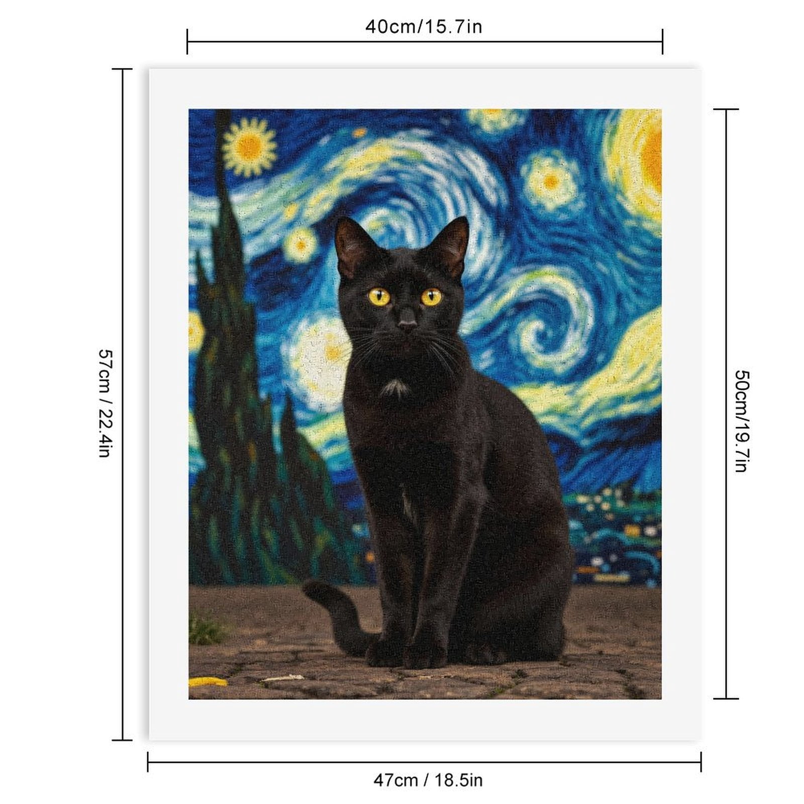 Paint By Numbers Kit for Adults Beginner - Black Cat Starry Night Sky DIY Canvas Painting Kits for Adults, Frameless Paint By Number for Adults for Home Wall Decor 16x20 Inch