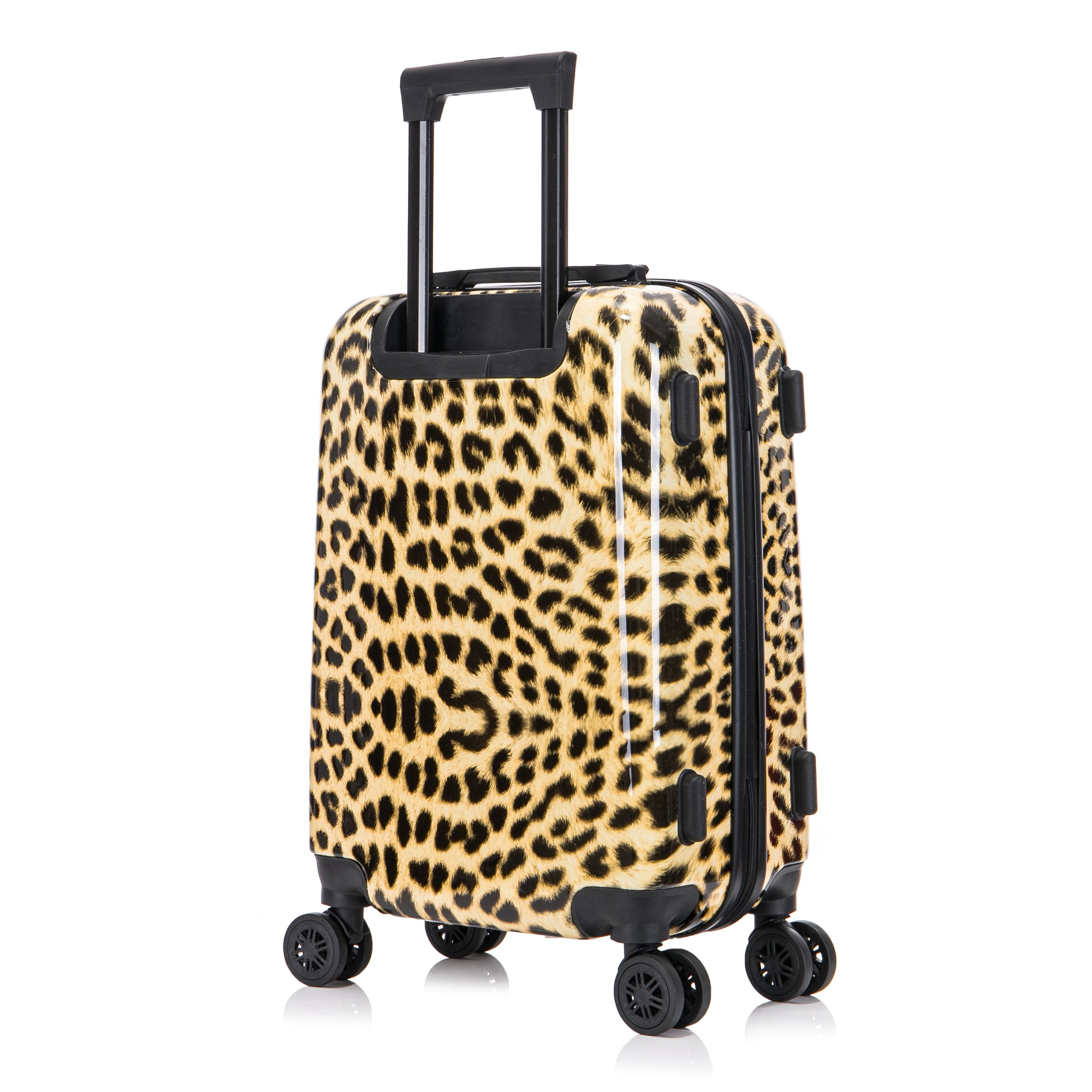 InUSA Print 20" Hardside Checked Luggage with Spinner Wheels, Handle and Trolley, Cheetah