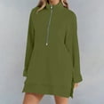 thumbnail image 2 of WRKEKC Chandail à Demi-Glissière pour Femme, Manches Raglan, Couleur Unie, Mi-Long, Haut à Enfiler, Décontracté, Col Ras du Cou, Molleton, Tenue d'Intérieur, Mode d'Automne, Style de Rue, Vert, m, 2 of 7