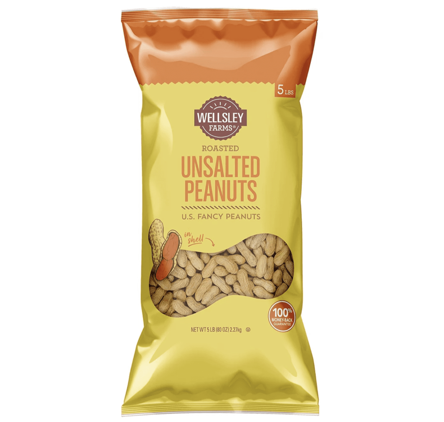Wellsley Unsalted & Roasted In-Shell Peanuts, 5 lbs